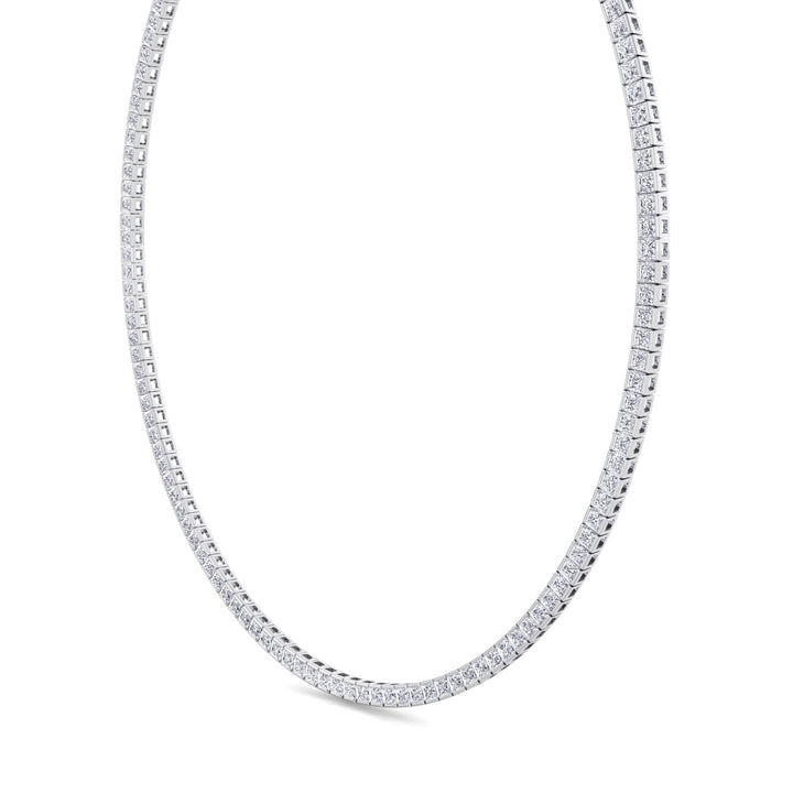 Channel Setting Princess Cut Lab-Grown Diamond Tennis Necklace  14K Solid Gold-7CT-White Gold