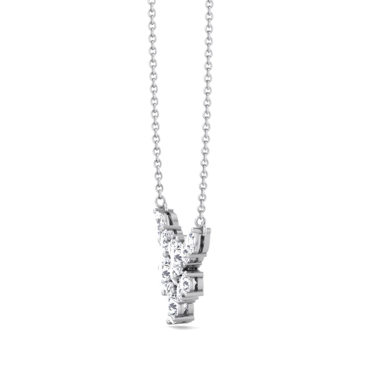 1.65CT Round Shape Cluster Natural Diamond Pendant Necklace White Gold 