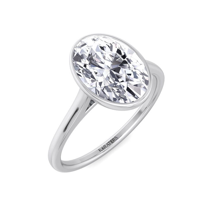 Bezel Set Oval Cut Lab-Grown Diamond Engagement Ring