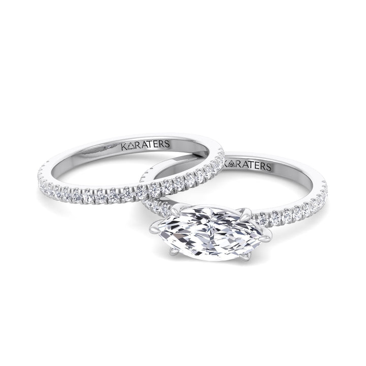3.80CT Total Weight Marquise Shape Lab Grown Diamond Wedding Set White Gold 14K