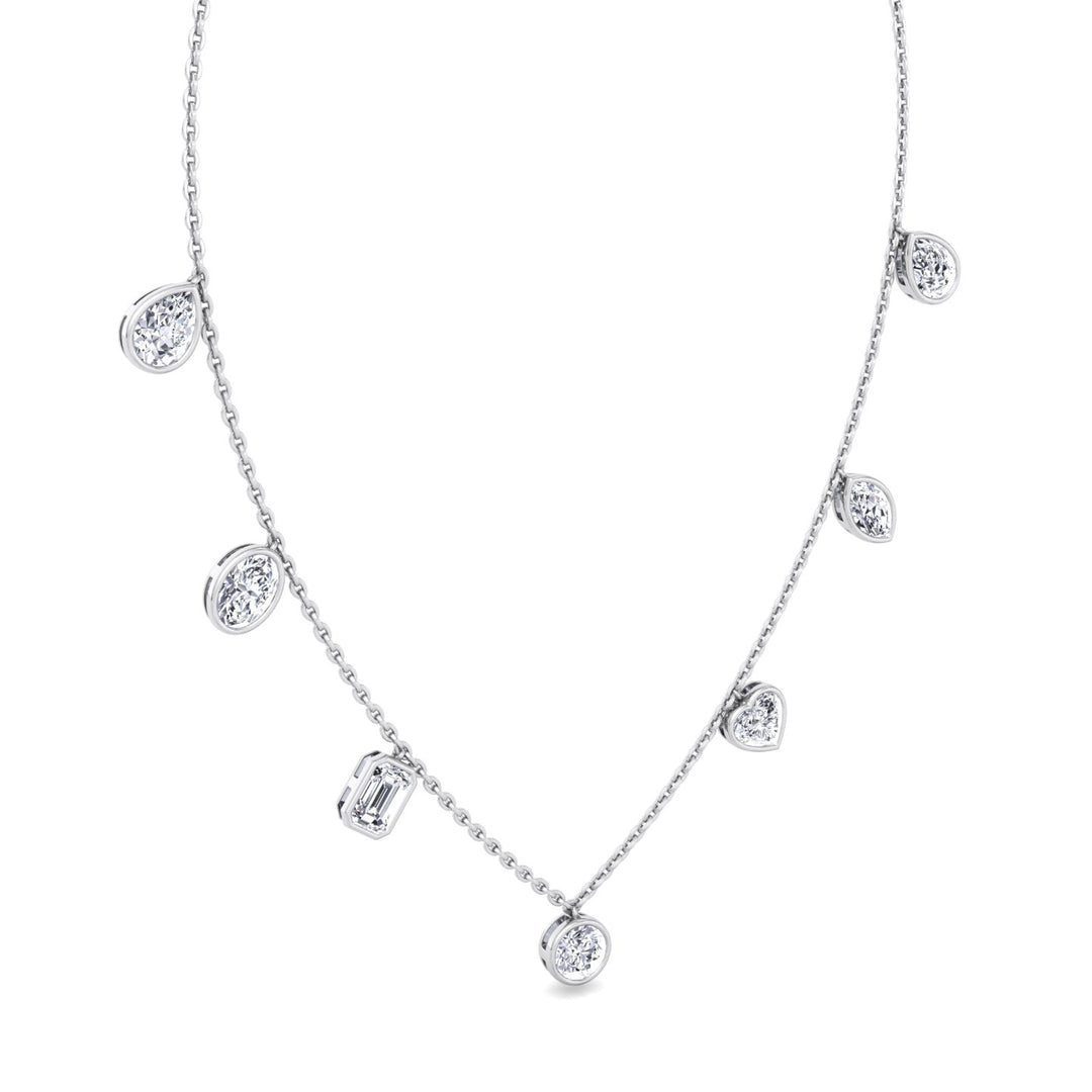 Multi Shape Bezel Set Lab Grown Diamond Necklace WG 2