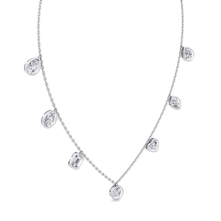 Multi Shape Bezel Set Lab Grown Diamond Necklace WG 2