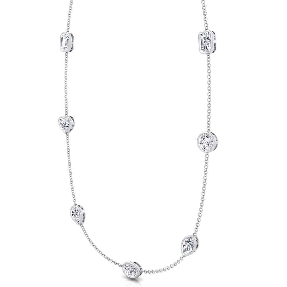 Multi Shape Lab Grown Diamond By The Yard Necklace White Gold 14K