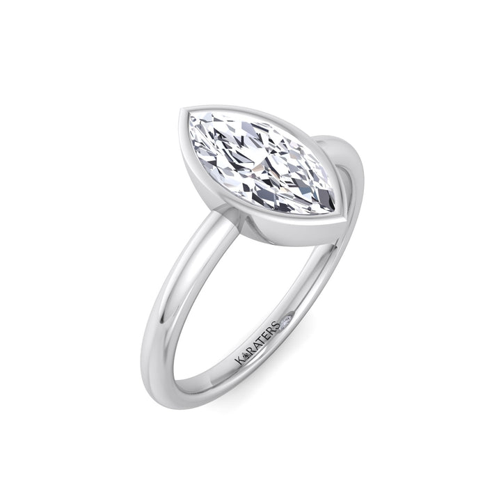 Bezel Set Marquise Shape Lab-Grown Diamond Engagement Ring