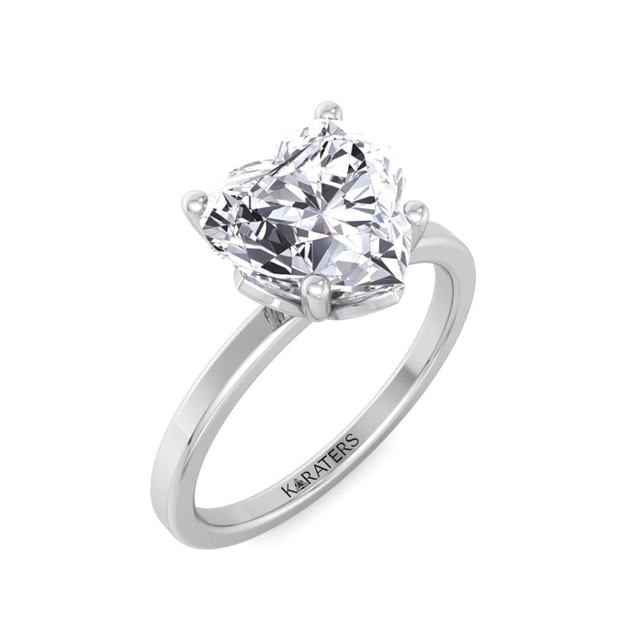 Heart Shaped Cut Solitaire Lab Grown Diamond Engagement Ring