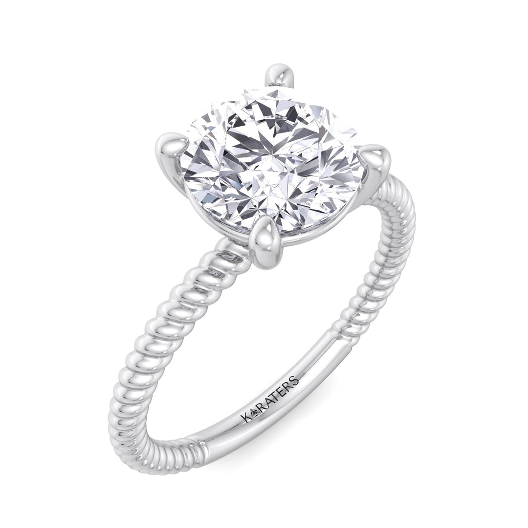 Twisted Rope Band Round Cut Lab - Grown Diamond Solitaire Engagement Ring