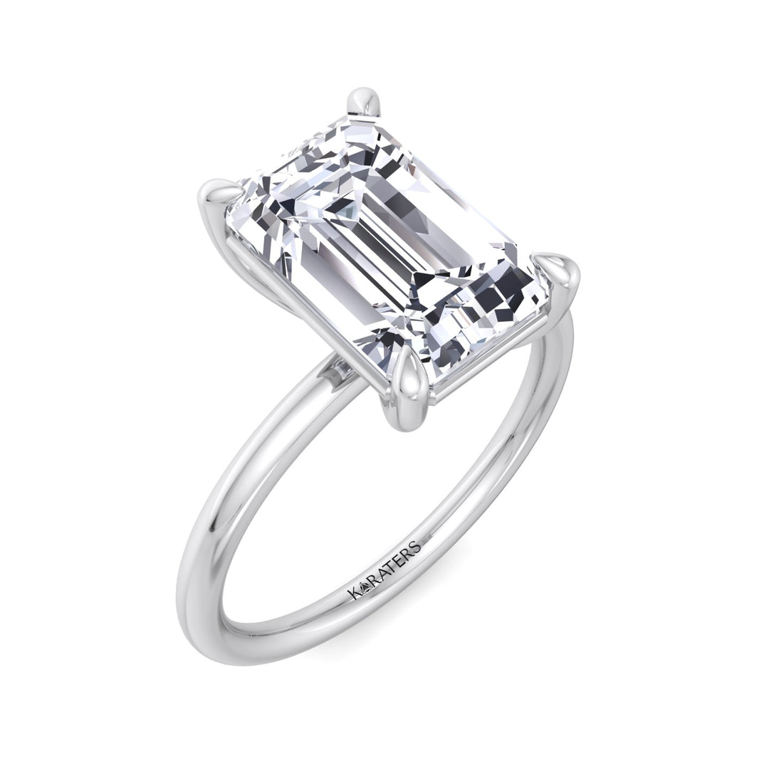 Emerald Cut Lab-Grown Diamond Thin Band Solitaire Engagement Ring