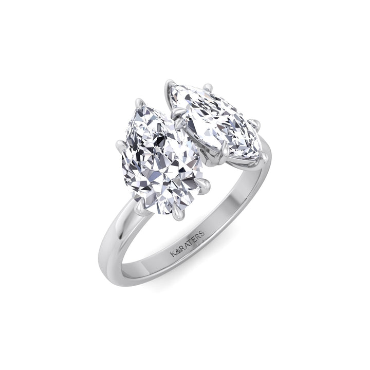 Toi Et Moi - Pear and Marquise Shape Lab Grown Diamond Engagement Ring White Gold 18K