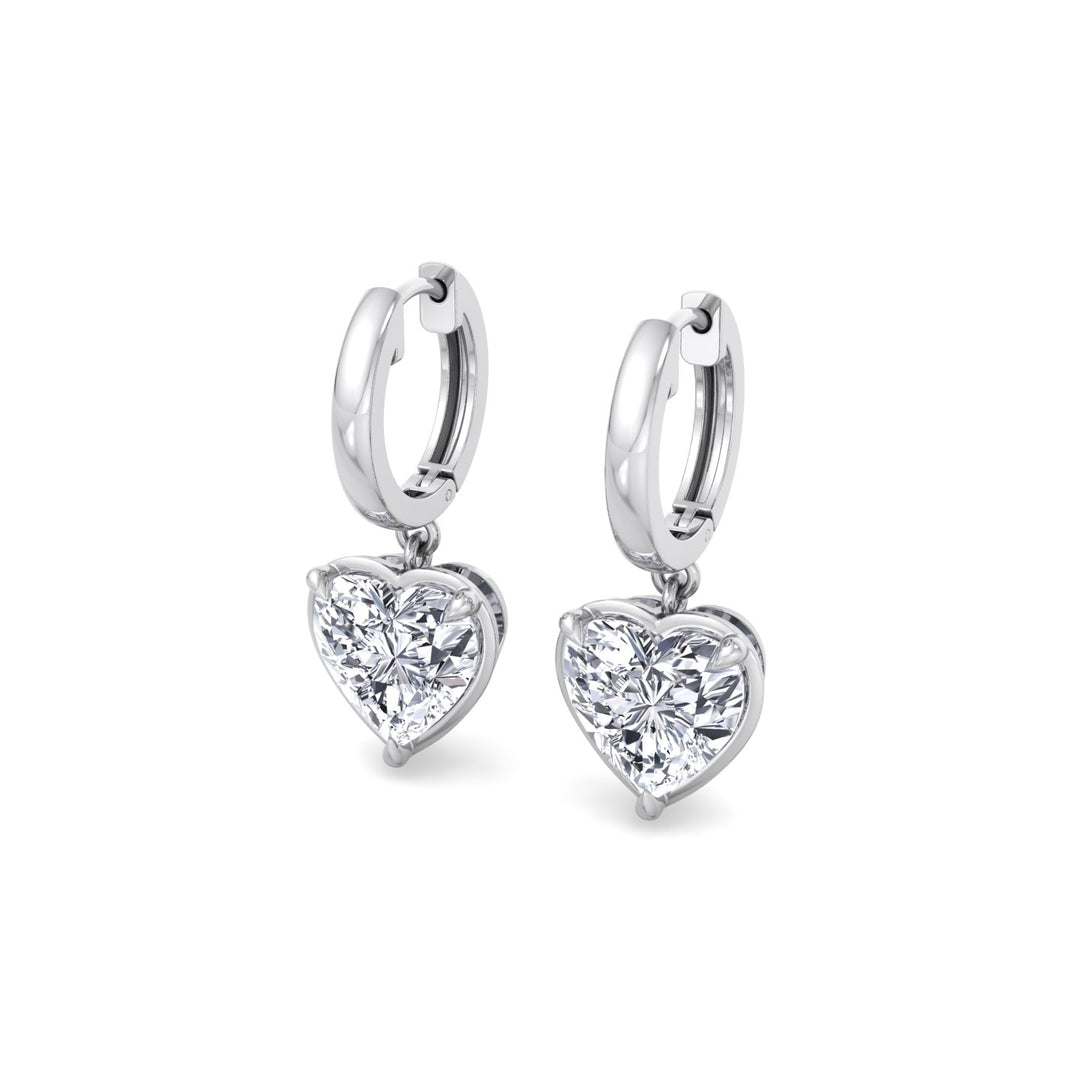 Heart Shape Lab Grown Diamond Dangle Earrings WG 3