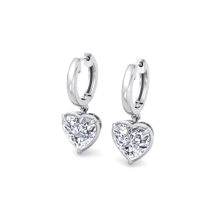 Heart Shape Lab Grown Diamond Dangle Earrings WG 3