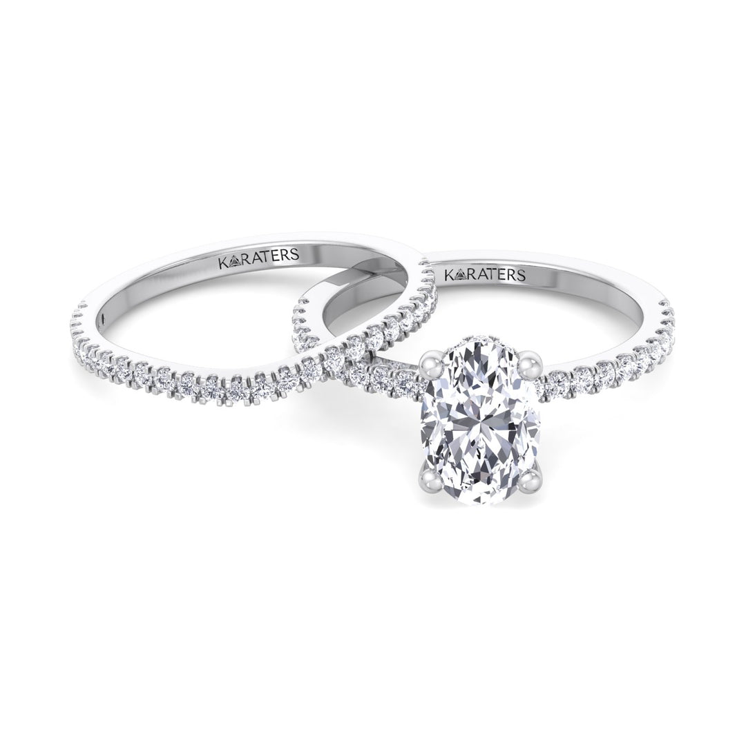 3.63CT Total Weight  Oval Halo Lab Grown Diamond Wedding Set White Gold 14K