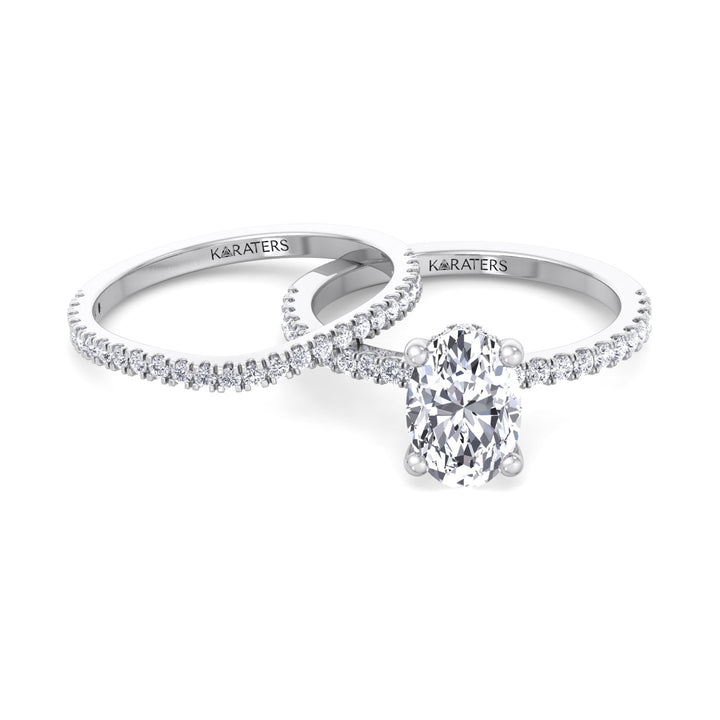 3.63CT Total Weight  Oval Halo Lab Grown Diamond Wedding Set White Gold 14K