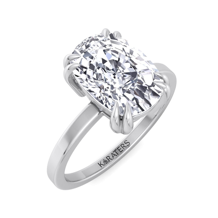 Elongated Cushion Cut Solitaire Lab Grown Diamond Engagement Ring