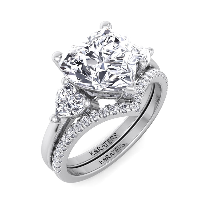 4.8CT Total Weight Heart Shape Lab Grown Diamond Wedding Set White Gold 18K