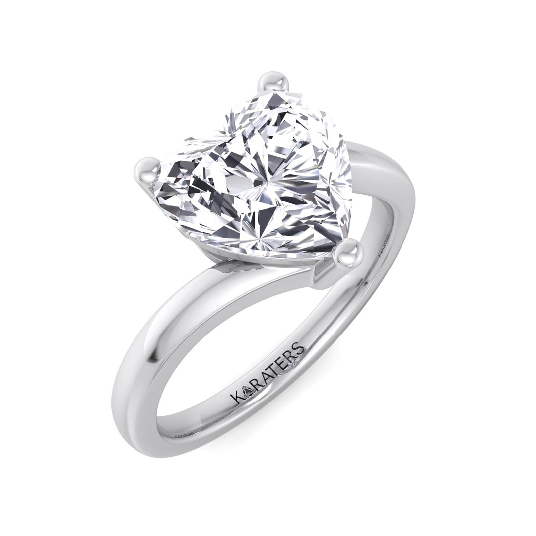 Heart Shaped Cut Solitaire Lab Grown Diamond Engagement Ring