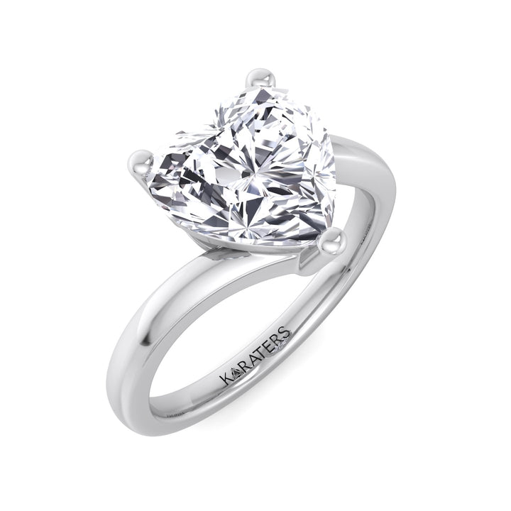 Heart Shaped Cut Solitaire Lab Grown Diamond Engagement Ring