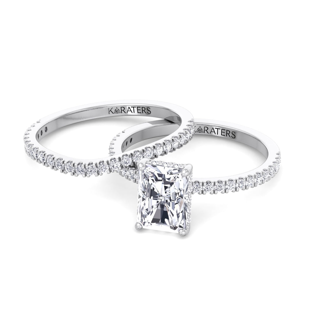 3.80CT Total Weight Radiant Cut Lab Grown Diamond Wedding Set White Gold 14K