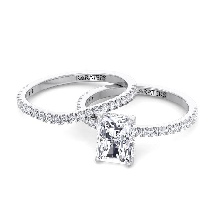 3.80CT Total Weight Radiant Cut Lab Grown Diamond Wedding Set White Gold 14K