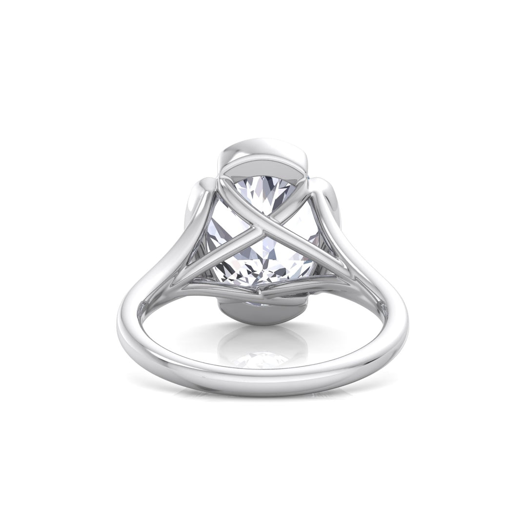 Oval Shape Lab-Grown Diamond Split Band Engagement Ring WG 5