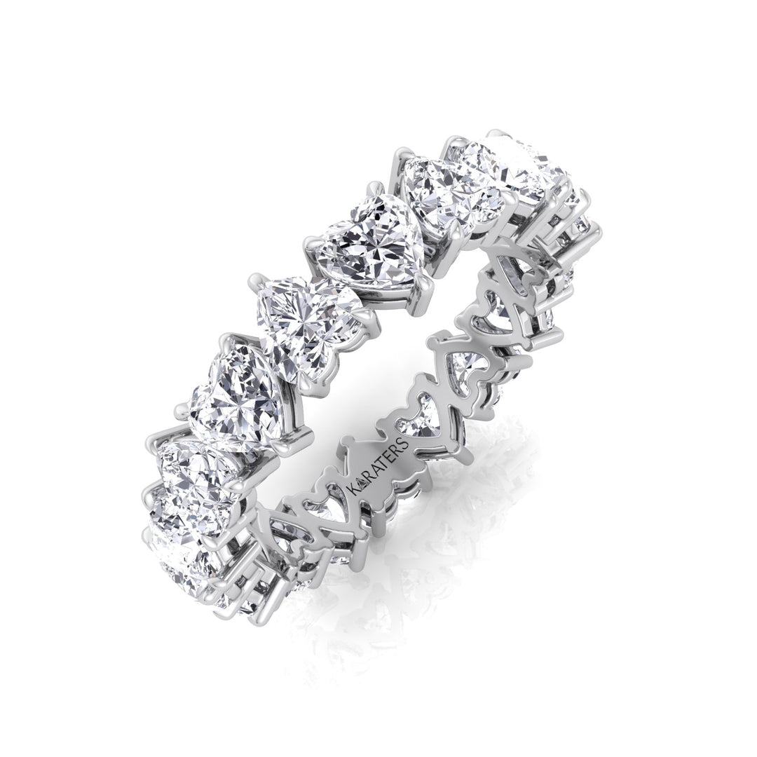 Heart Shape Lab Grown Diamond Eternity Band-14K-18K-2CT-3CT-4CT-6CT-White Gold