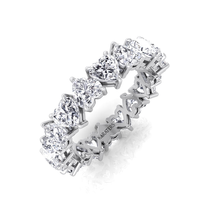 Heart Shape Lab Grown Diamond Eternity Band-14K-18K-2CT-3CT-4CT-6CT-White Gold