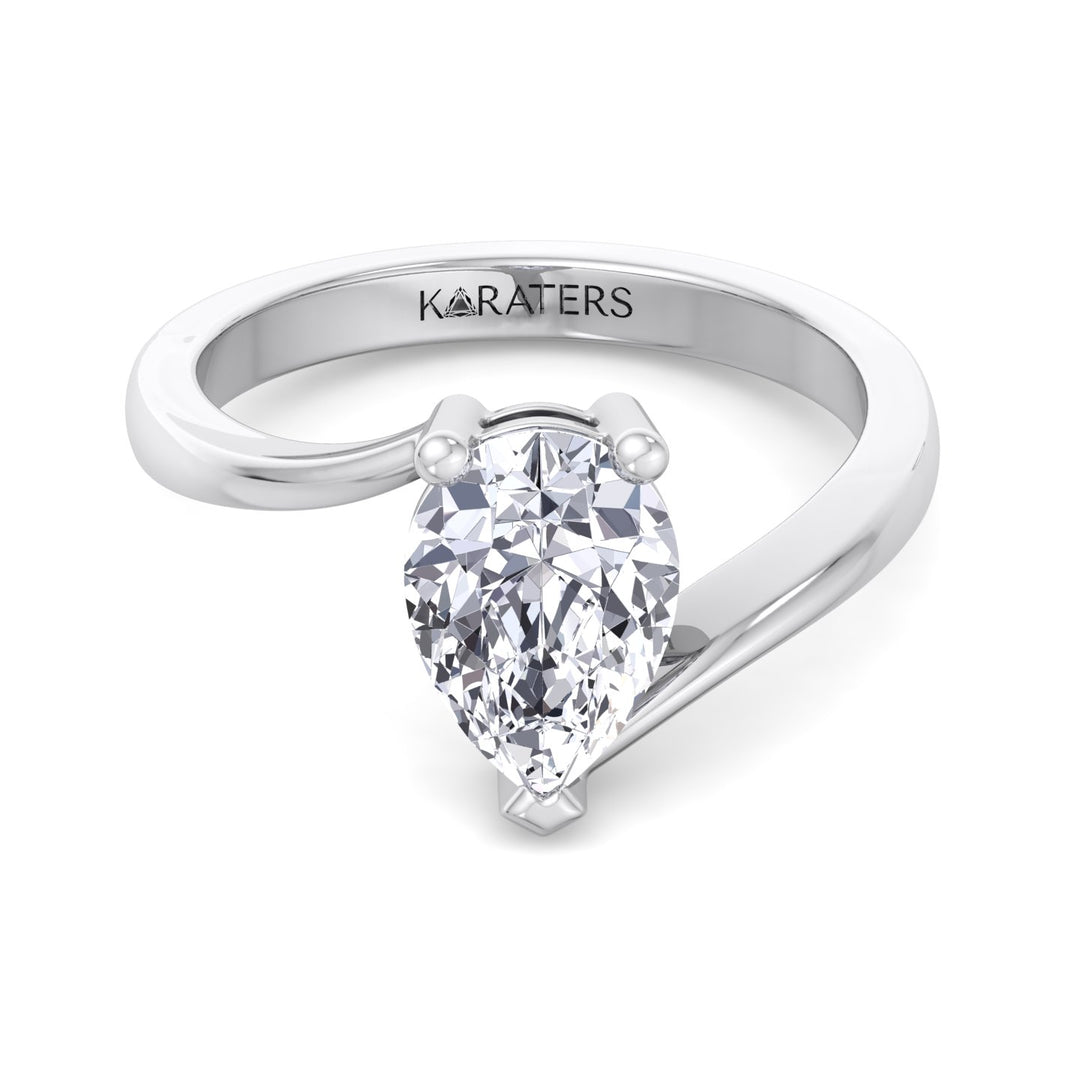 Pear Shaped Cut Lab Grown Diamond Solitaire Engagement Ring