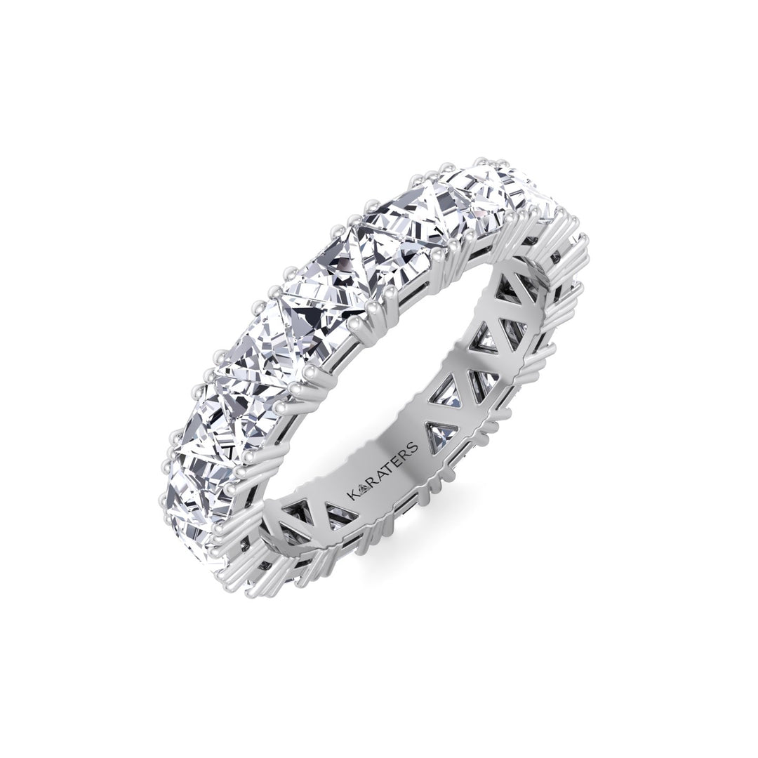 Trillion Cut Lab Grown Diamond Eternity Band White Gold 18K