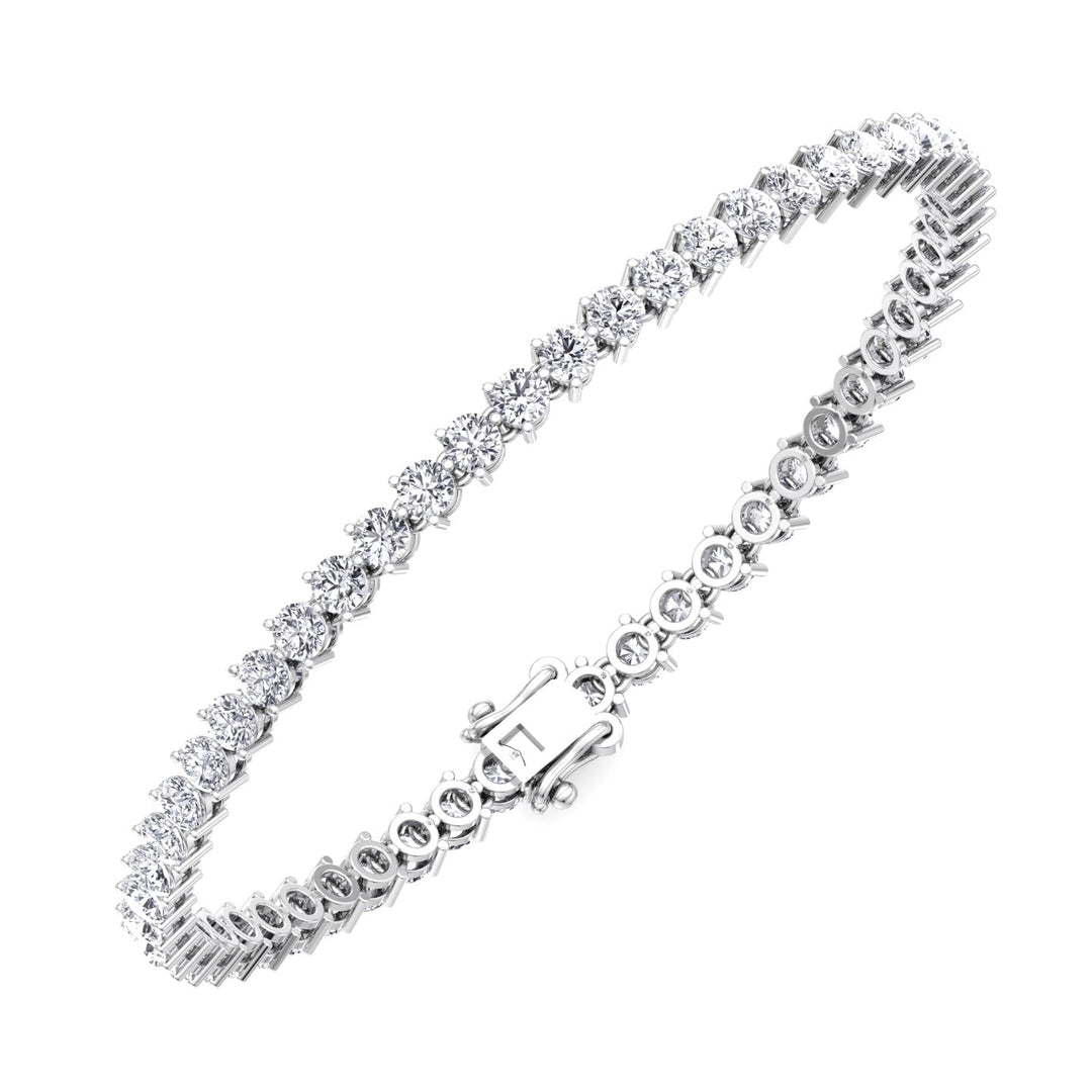 3 Prong Round Cut Lab Grown Diamond Tennis Bracelet 18K Solid Gold