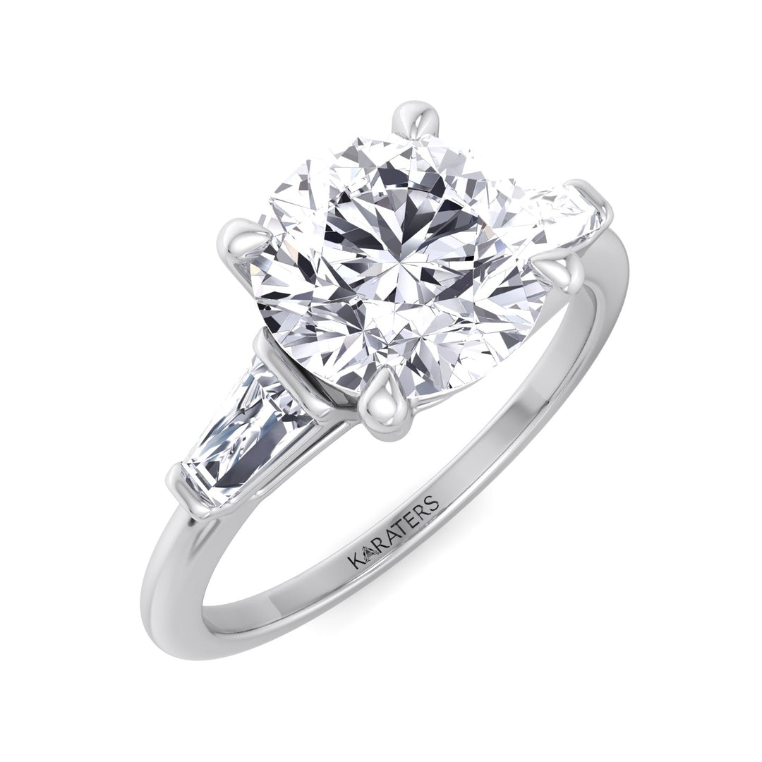 Taper Baguette Round Cut Lab-Grown Diamond Engagement Ring