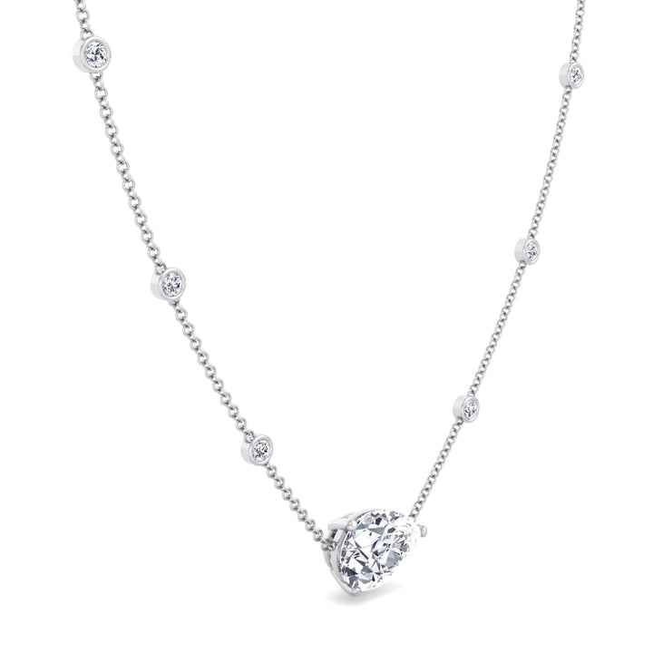Diamond by The Yard Necklace with Pear Shape Center Stone White Gold 14K