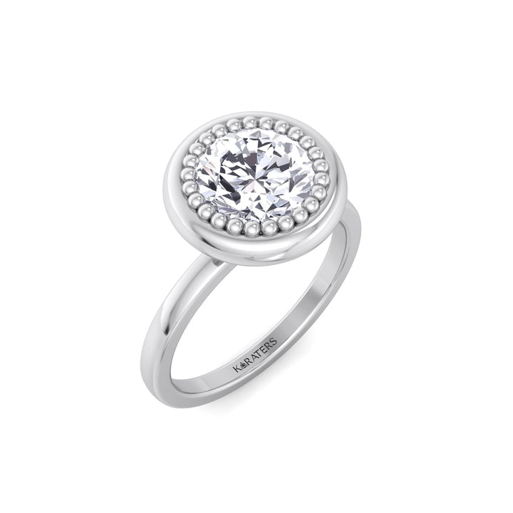 Halo Bezel Set Bubble with Round Shape Lab-Grown Diamond Engagement Ring White Gold 14K 