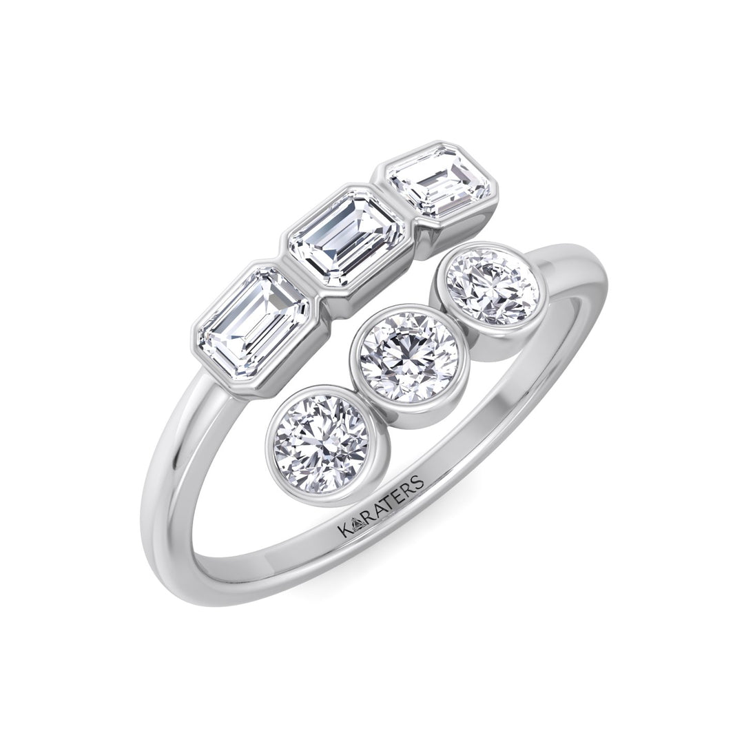 Round & Emerald Shape Wrap Around Lab-Grown Diamond Eternity Band 