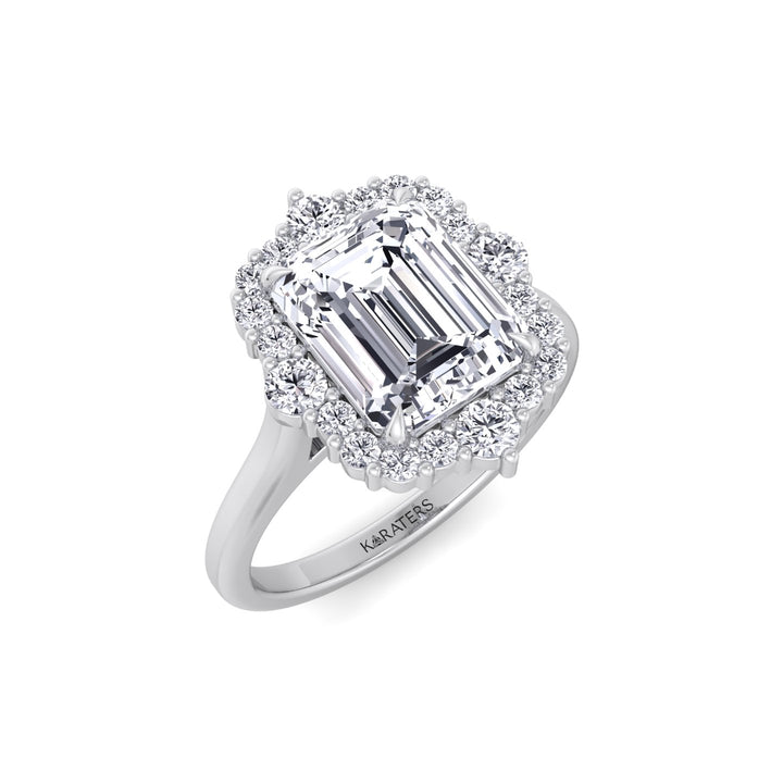 Cathedral Style Emerald Cut Lab Grown Diamond Ring WG 2