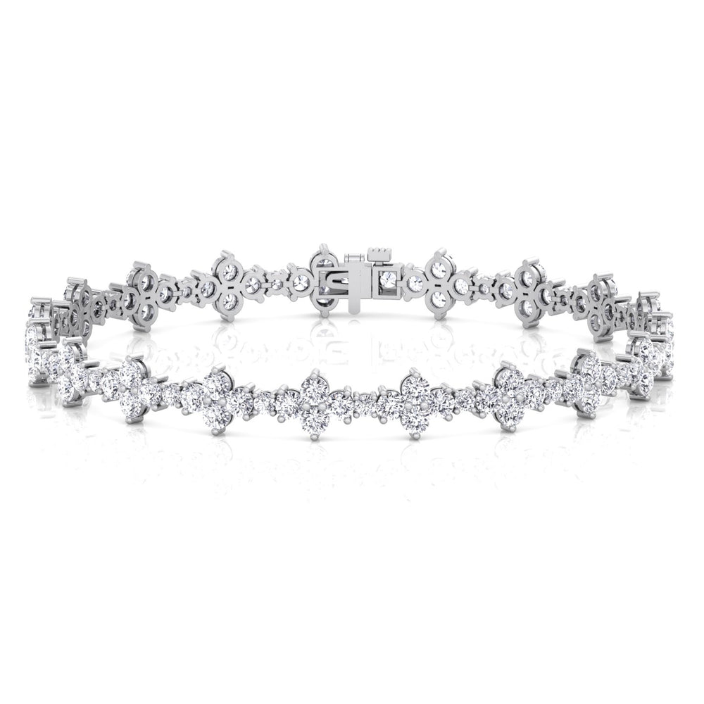 Round Floral Lab Grown Diamond Tennis Bracelet WG 2
