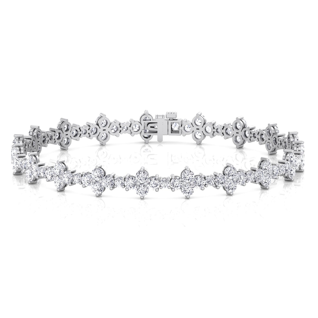 Round Floral Lab Grown Diamond Tennis Bracelet WG 2