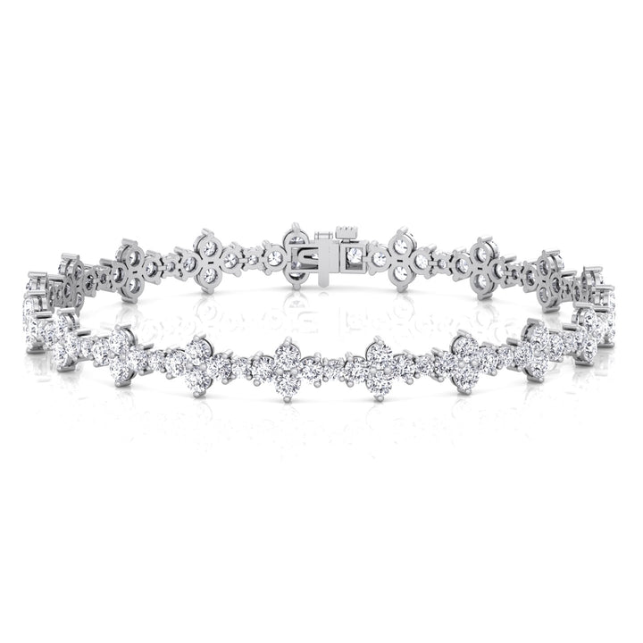 Round Floral Lab Grown Diamond Tennis Bracelet WG 2
