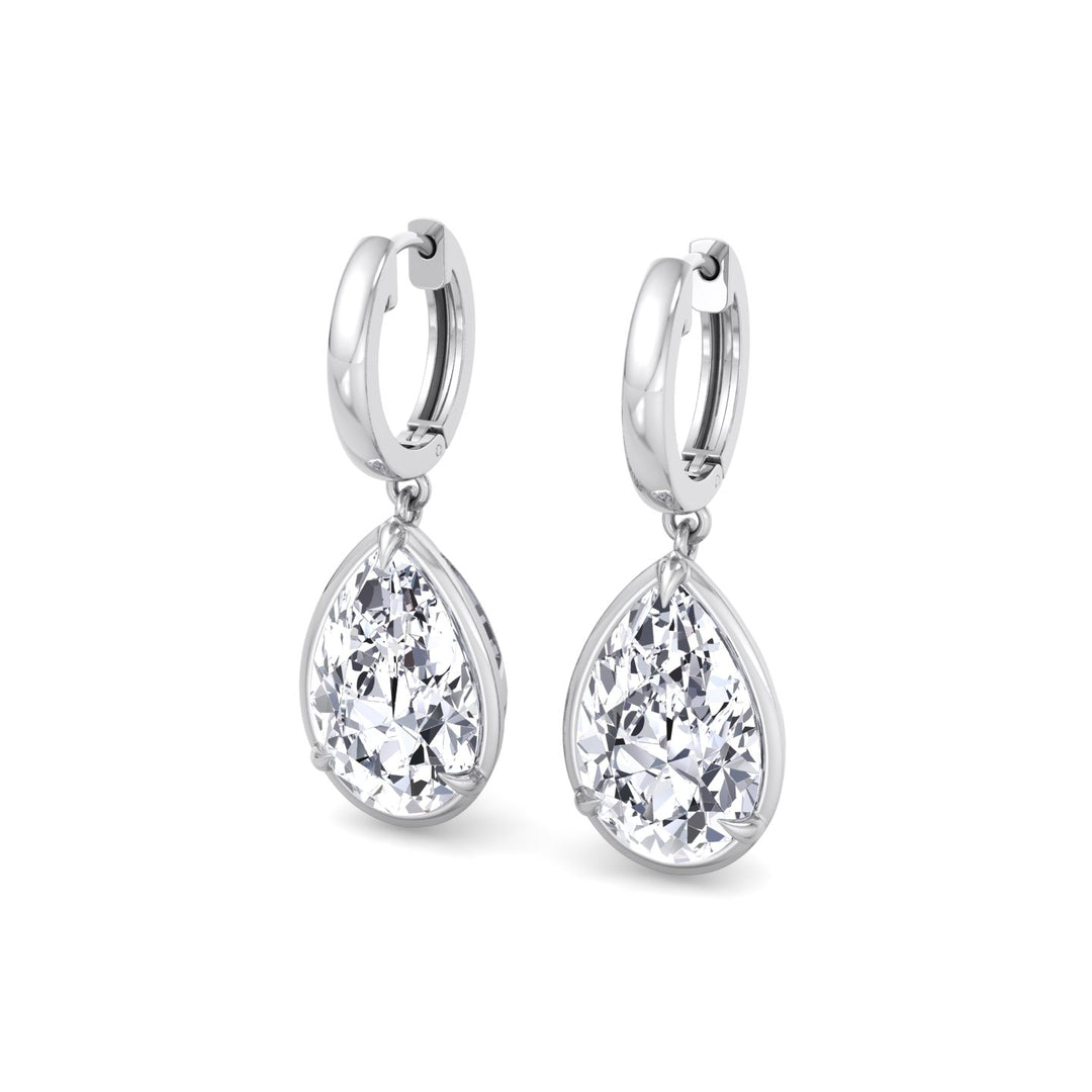 Pear Shape Lab Grown Diamond Drop Earrings WG 