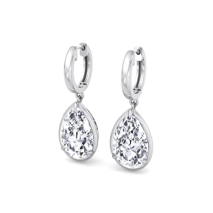 Pear Shape Lab Grown Diamond Drop Earrings WG 