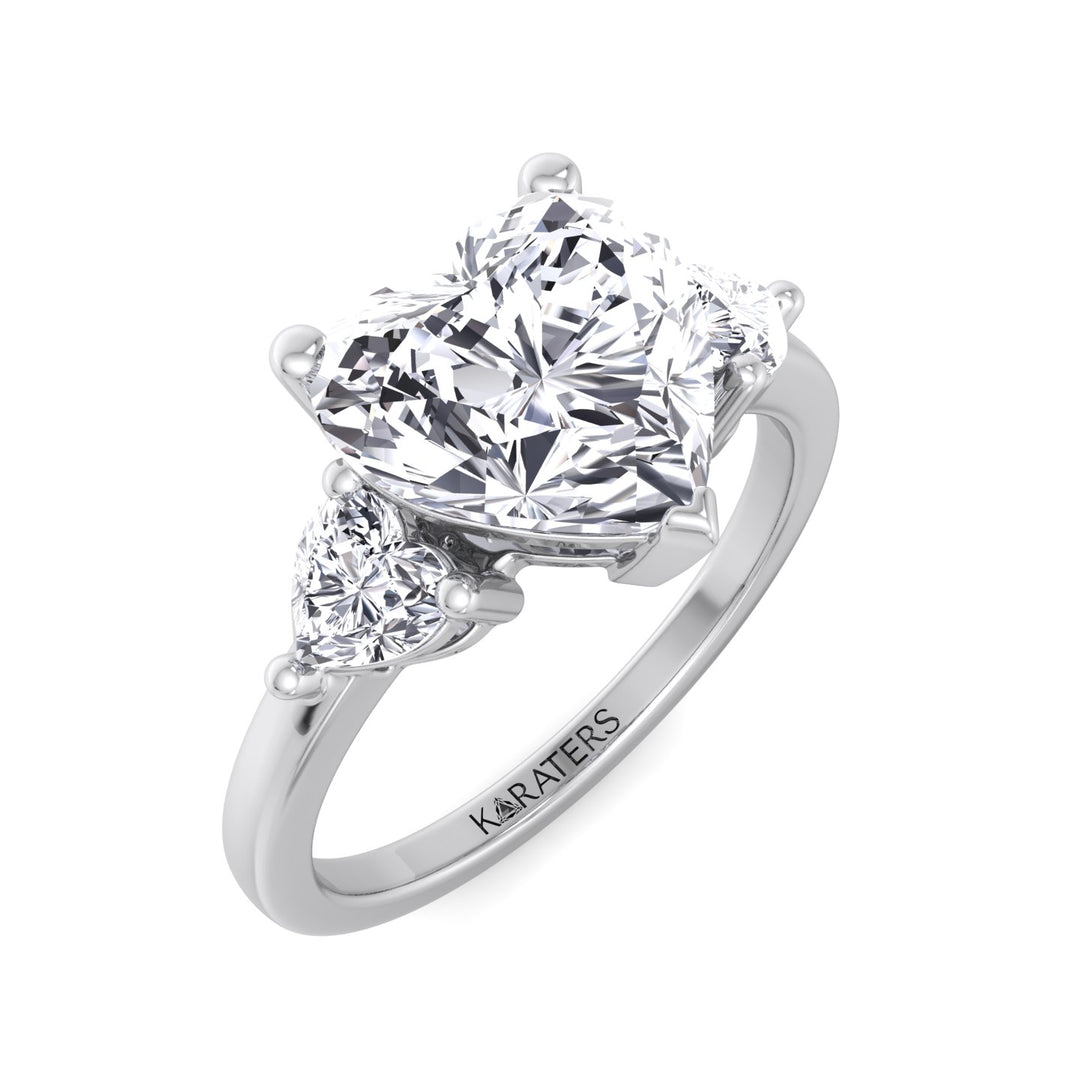 Heart Shaped Cut Halo Solitaire Lab Grown Diamond Engagement Ring