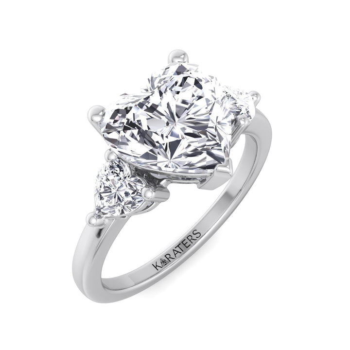 Heart Shaped Cut Halo Solitaire Lab Grown Diamond Engagement Ring