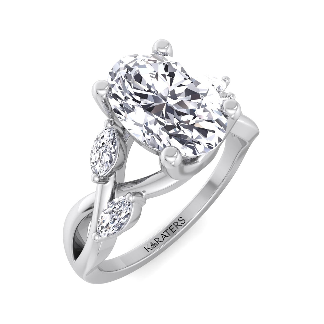 Oval Cut Lab Grown Diamond Engagement Ring with Twist Band
