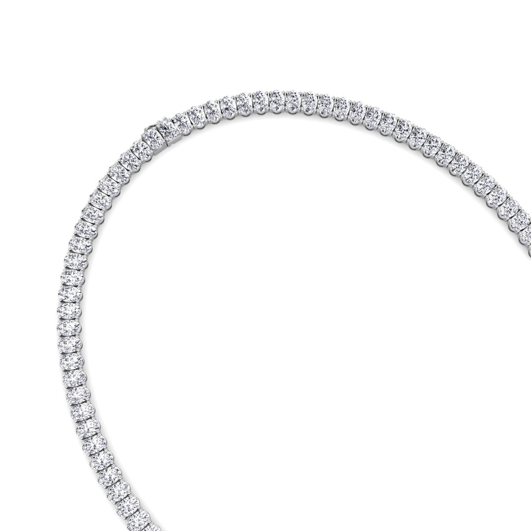 Oval Shape Lab Grown Diamond Tennis Necklace White Gold 14K