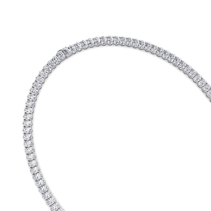 Oval Shape Lab Grown Diamond Tennis Necklace White Gold 14K