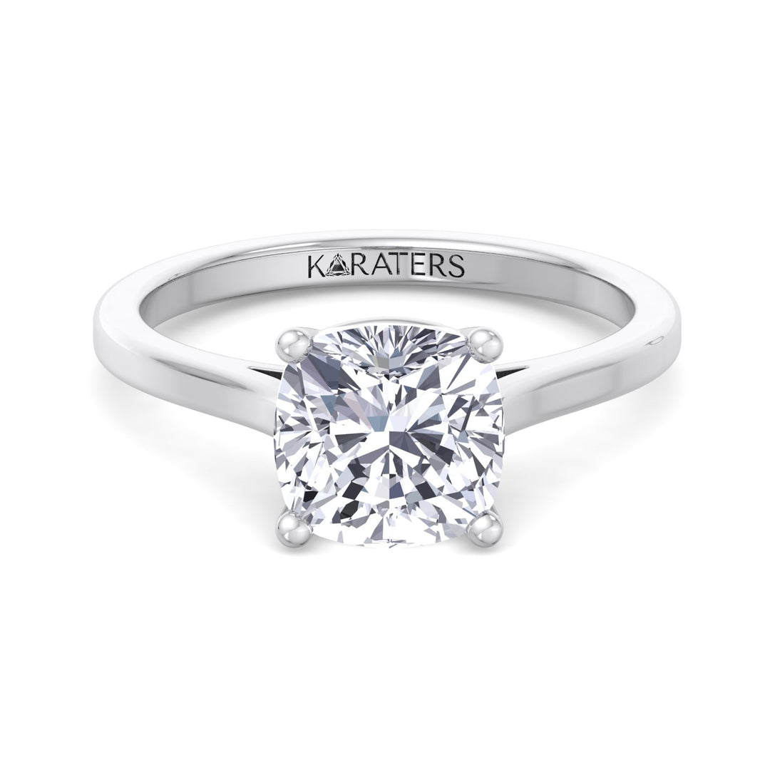 Cushion Cut Solitaire Lab Grown Diamond Engagement Ring