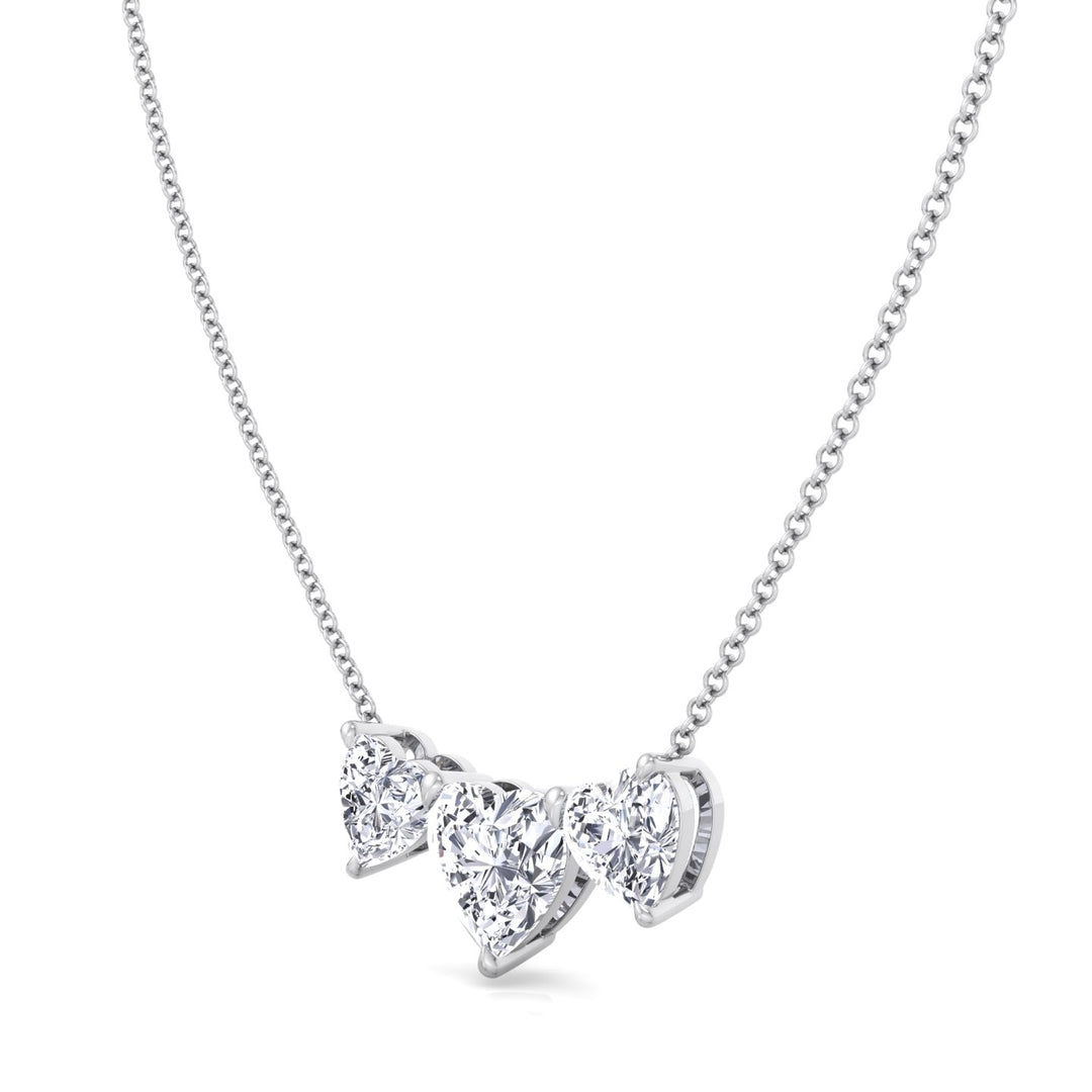 Triple Heart Shape Lab Grown Diamond Pendant White Gold 14K