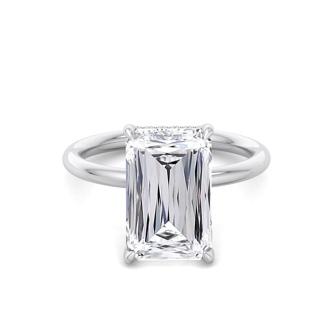 Ashoka Lab Grown Diamond Solitaire Engagement Ring (Criss Emerald Cut) White Gold 14K