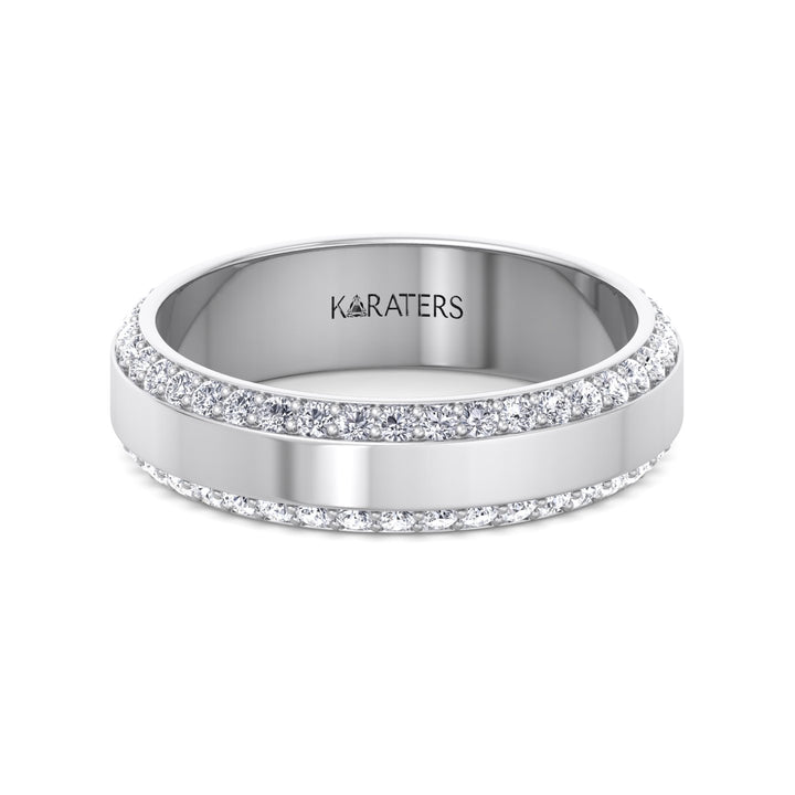 Beveled Edge Lab Grown Diamond Wedding Band White Gold 18K