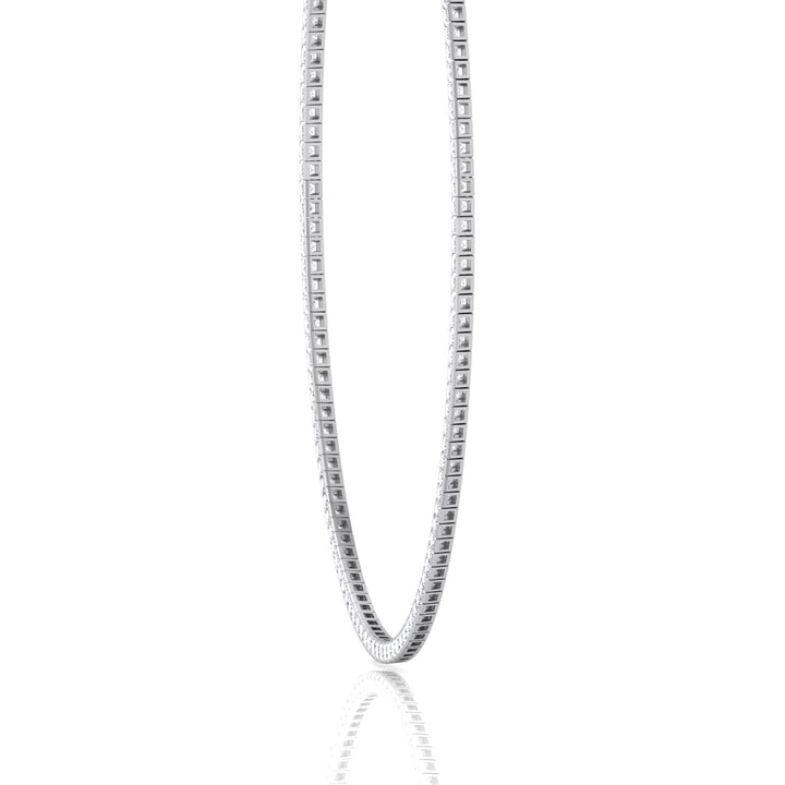 Channel Setting Princess Cut Lab-Grown Diamond Tennis Necklace  18K Solid Gold-7CT-White Gold
