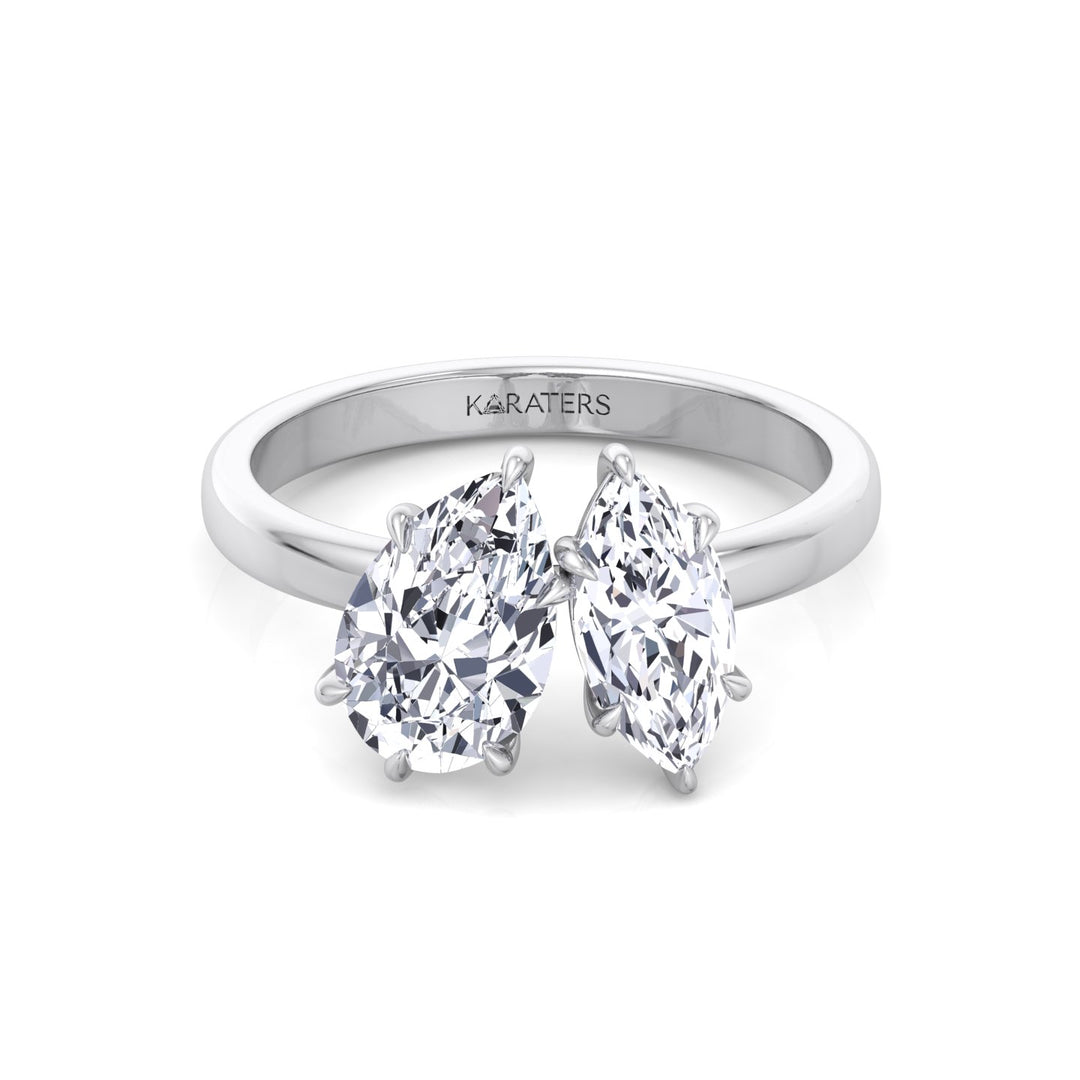 Toi Et Moi - Pear and Marquise Shape Lab Grown Diamond Engagement Ring White Gold 14K