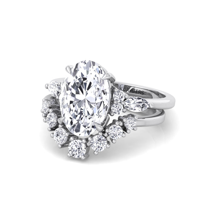 3.63CT Total Weight Oval with Side Stones Grown Diamond Wedding Set  White Gold 14K